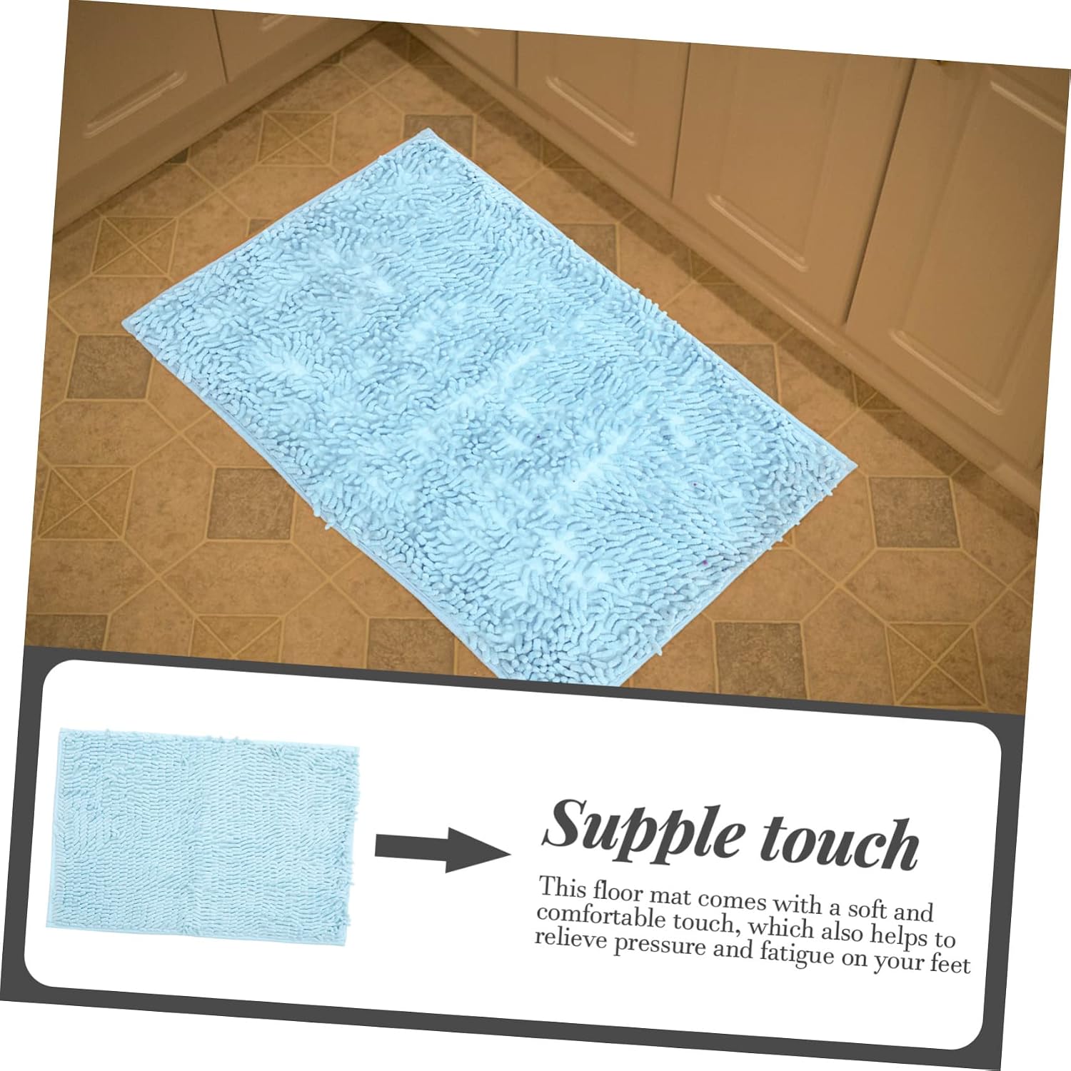 Bath Rug Bathroom Door Mat, Polyester Non-Slip Water Absorbent