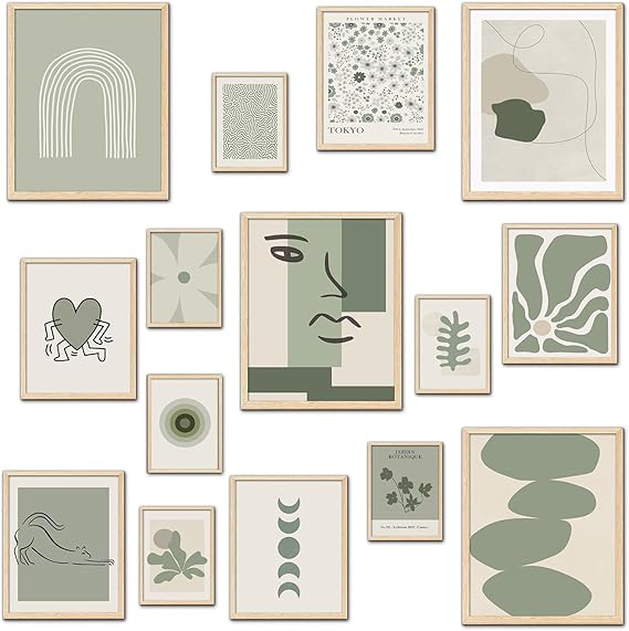 Amazon.com: TRAMIN Sage Green Room Decor Aesthetic, Sage Green Wall ...