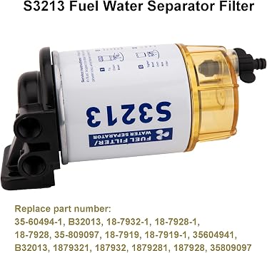 S3213 Fuel Water Separator Filter, Marine Water Separator Fuel Filter Replacement Fuel Water Separator for Boat, Marine Water Separator Fuel Filter Replaces# S3213, 35-60494-1, 18-7932-1, 35-809097