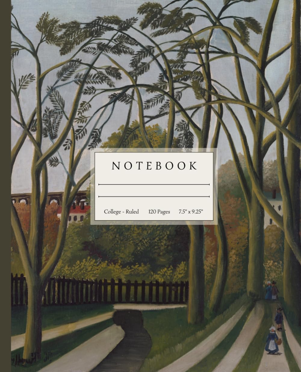 Notebook: College Ruled, 120 Pages, 7.5" x 9.25", Classical Landscape Painting Cover