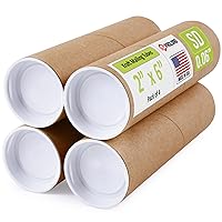 Vista 17 de Tubos de correo de papel kraft reforzado de 3 x 24 pulgadas, paquete de 4 tubos con 2 tapas cada uno, tubo de cartón fabricado en Estados Unidos