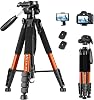 Victiv 182 cm Aluminium Camera Tripod, Lightweight and Compact Travel Tripod for DSLR with 3-Way Swivel, 360° Panoramic Ball Head and Phone Holder, Can Be Used for YouTube, Vlog and Video Conferencing