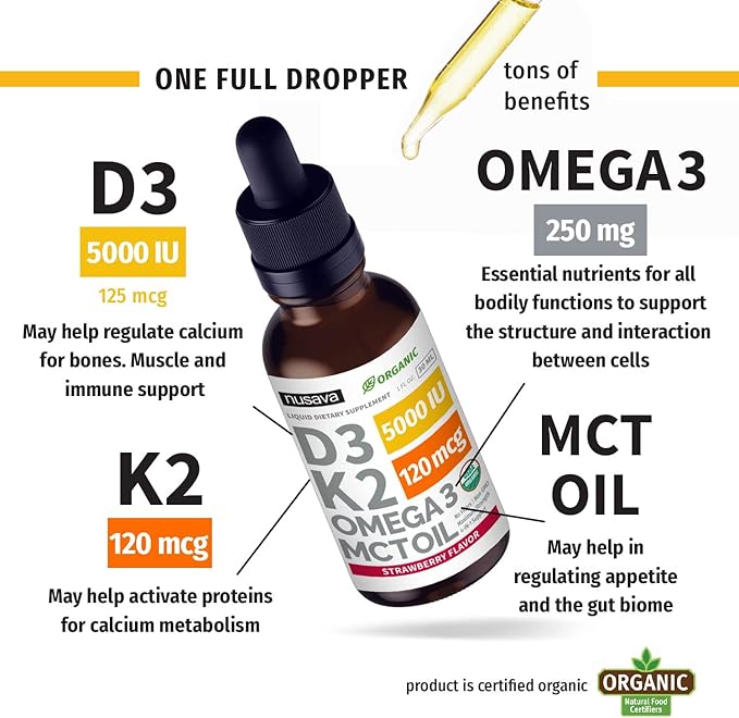 NUSAVA Vitamina D3 K2 Líquida Sabor Frutilla y Vainilla Pack 4 Botellas miniatura 3