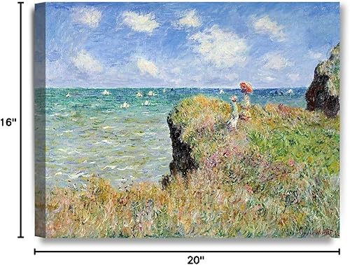 Miniatura 8 de Pinturas clásicas mundiales de Claude Monet Impresión giclée sobre lienzo alargado, pieza de galería para colgar y decorar el hogar, The CliffWalk