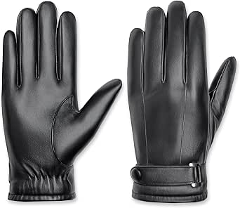 Gants Homme En Cuir Synthétique Tactiles VPB - Doublure Chaude Pour Automne Hiver