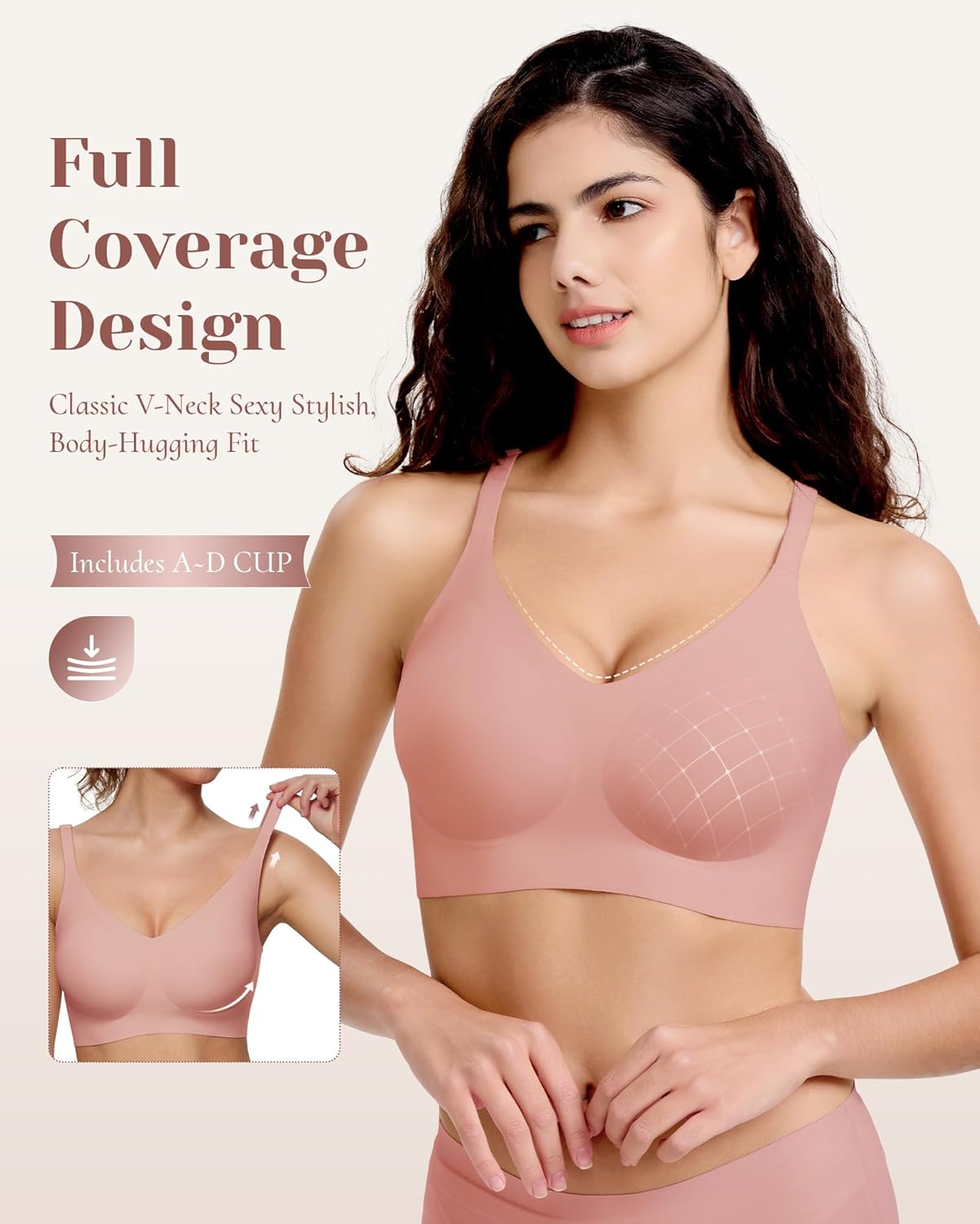 Womens Wireless Jelly Bras No Underwire Seamless Push Up Bra Ultra Soft Comfortable Tshirt Bralette Full Coverage - Image 2