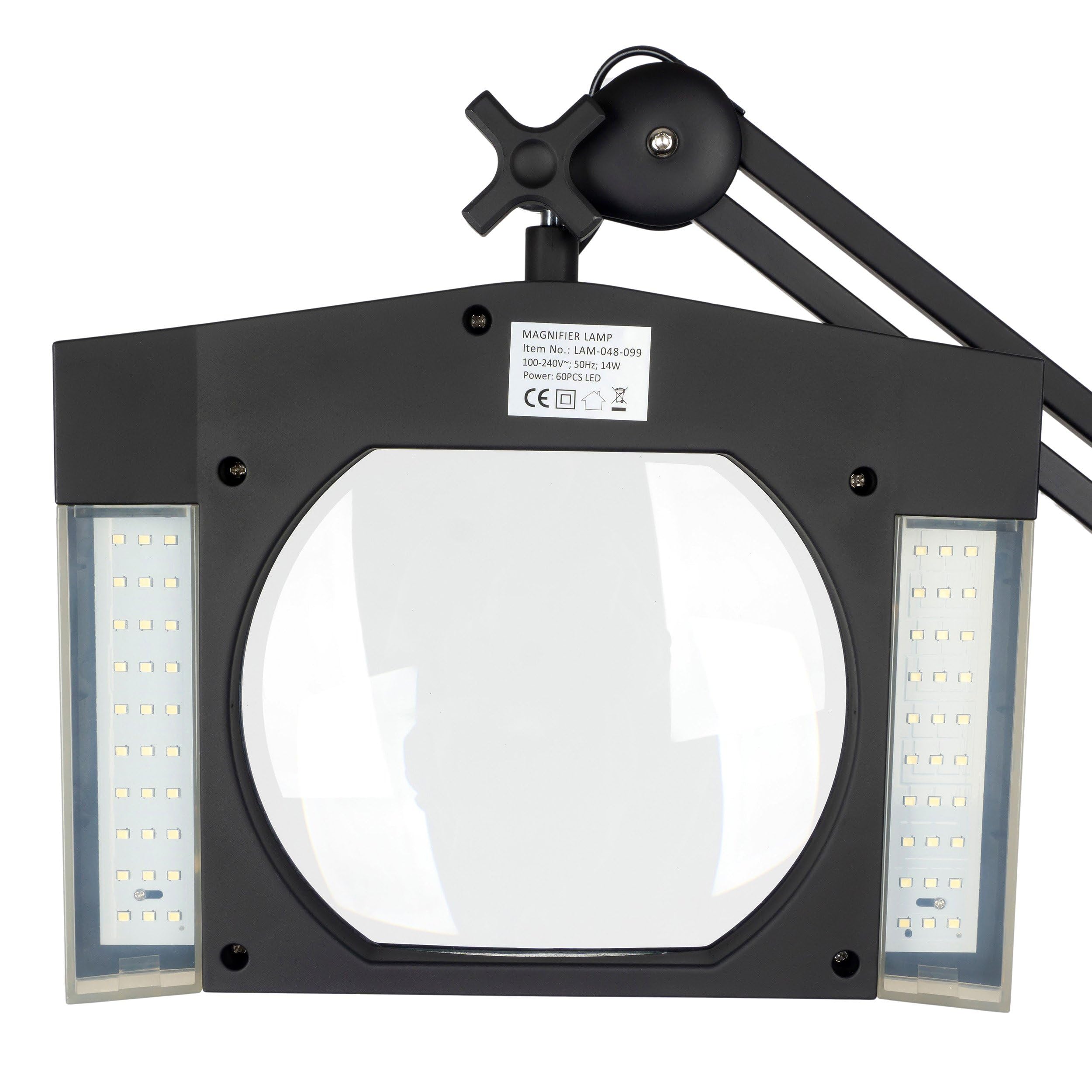 Semplix LED Lupenlampe 3D ESD schwarz mit 60 LEDs und Echtglaslinse | ESD-geschützte LED Lupenlampe mit Echtglaslinse, 60 LEDs, dimmbarem Tageslicht und 1,75-facher Vergrößerung.