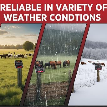Solar Electric Fence Charger for Day and Night Power | Red Sizzle 1S | 0.25 Joule | Portable Solar Energizer for Livestock, Keep Out Predators