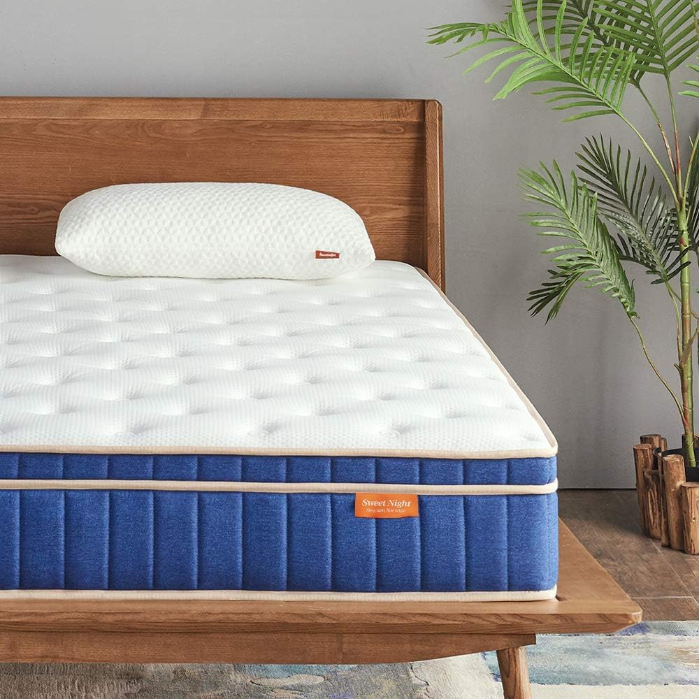 Sweetnight Ocean Blue 8" Hybrid Mattress | Gel Memory Foam & Individually Pocket Springs | Full Size: Furniture & Decor