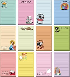 12 Pack Funny Notepads, 5x3 Inches Sarcastic Note Pads Memo Fun Office Gifts for Coworkers Work Women Men Employee Teacher Boss Desk Accessories Gifts(Funny,Candy Color)