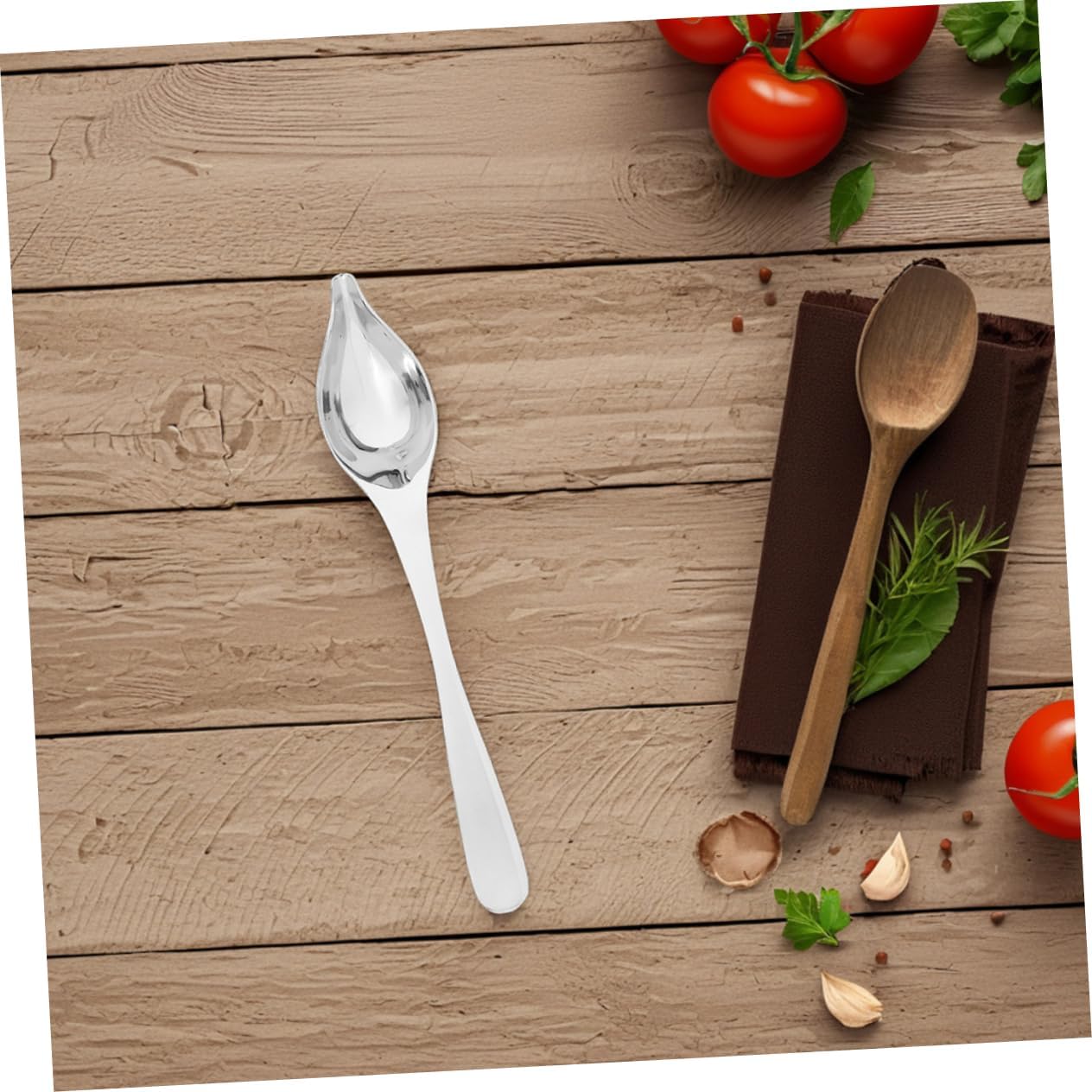 2pcs 304 Stainless Steel Saucier Spoon with Spout for Plating