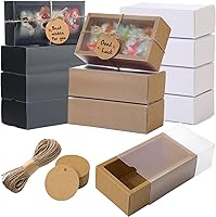 Vista 9 de Roowest Paquete de 50 juegos de cajas de regalo caseras de papel kraft con etiquetas en blanco y cuerda de yute (101 artículos) para joyería
