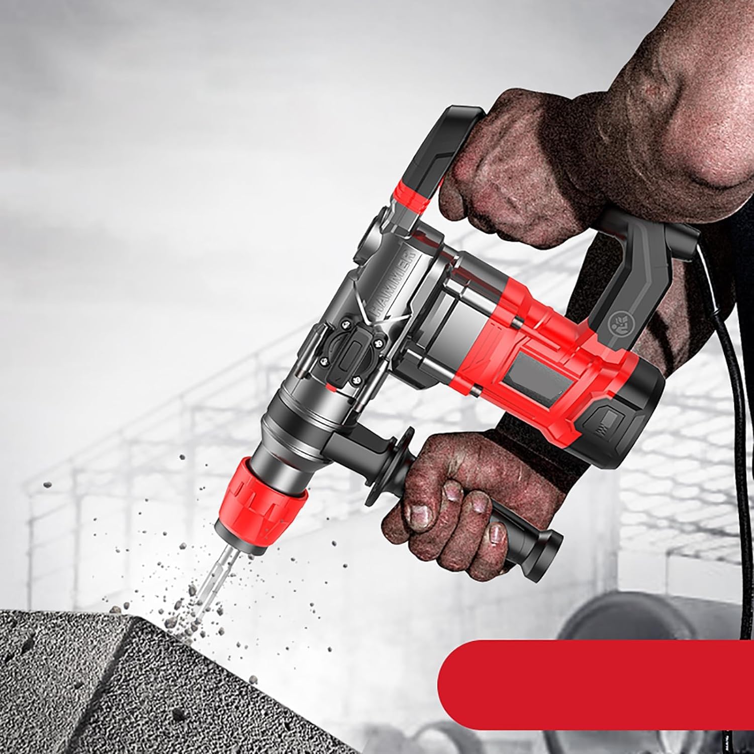 HYCHIKA Trapano a Percussione con Frizione di Sicurezza, Martello Demolitore con Cavo AC, Martello Perforatore per Calcestruzzo, Trapano Tassellatore SDS-Plus