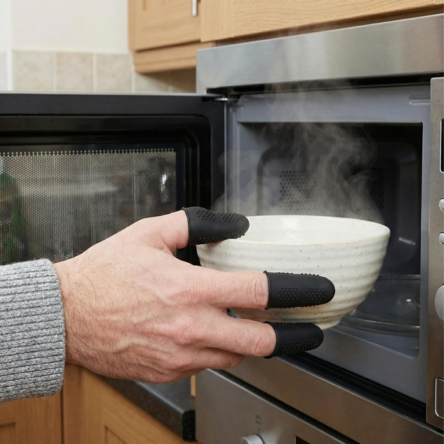 6 Sets Heat Resistant Silicone Finger Protectors - Anti-Slip Finger Protector - Thermal Insulation Fingertip Cots for Hot Bowl Gluing Cooking
