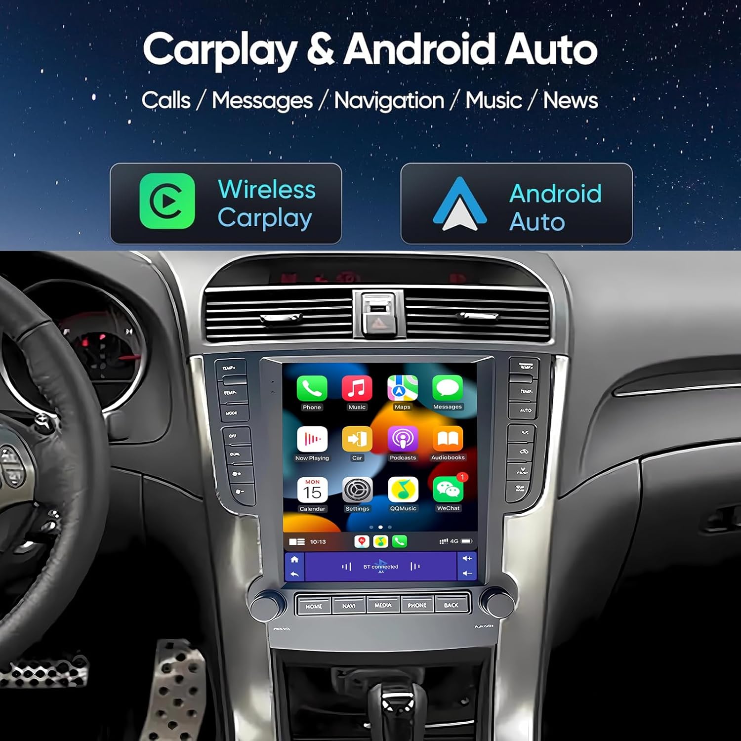 Android 14 Stereo Radio for Acura TL 2004-2008 Upgrade Head Unit 9.7-Inch HD IPS Touch Screen Built-in Wireless Apple Carplay & Android Auto with GPS Navigation Bluetooth WiFi+Backup Camera