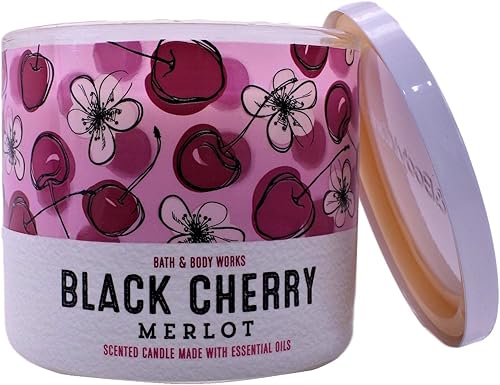 White Barn Bath & Body Works Vela perfumada de cerezo negro Merlot 3 mechas 14.5 oz grande