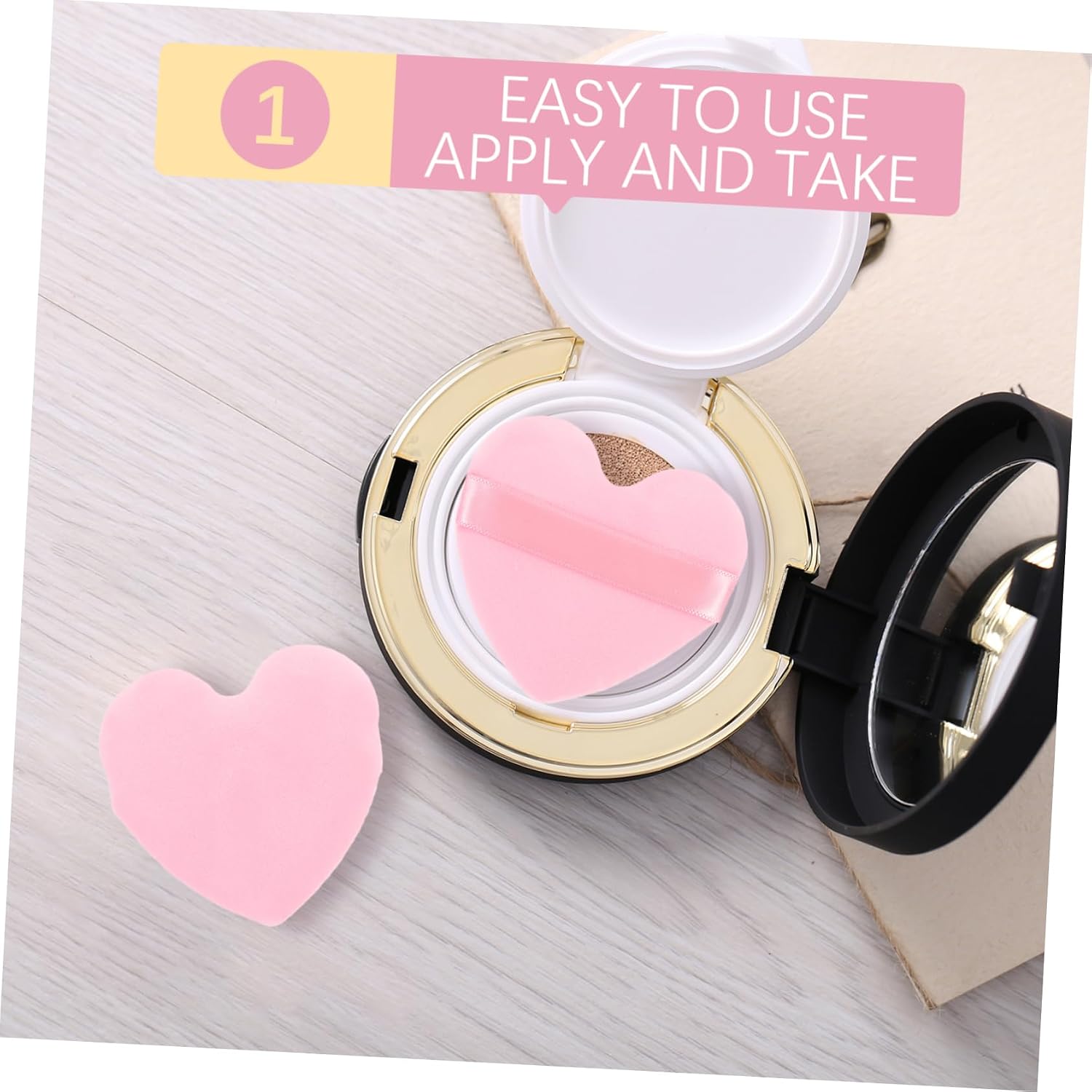 6pcs Heart Shaped Makeup Puff Soft Powder Applicators for Face Makeup Compact Travel-friendly Design for Foundation and Concealer Application