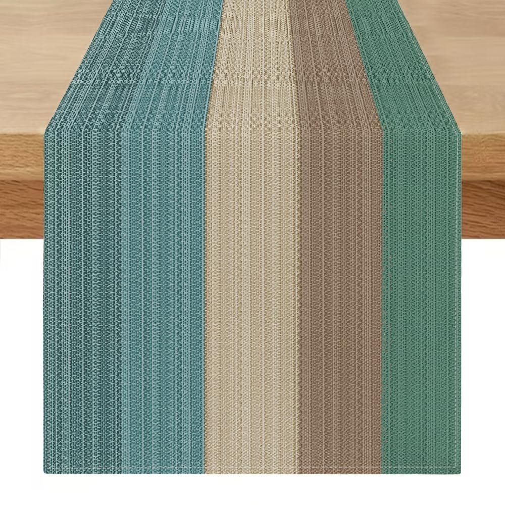 Washable Table Runner, 40 x 180 cm, Turquoise, Modern, for Outdoors, Green, Blue, Grey, Wood Grain Decoration for Birthdays, Weddings, Parties, Holidays Spring