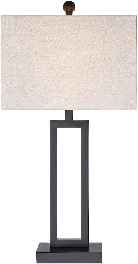 Lámpara de Mesa Moderna 360 Lighting 66 cm Metal Negro Pantalla Blanca miniatura 6