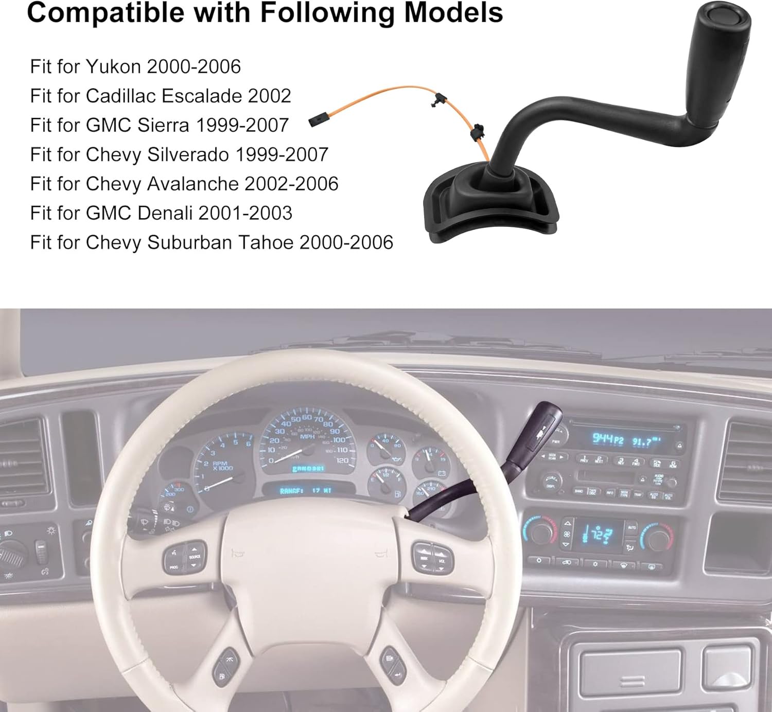 Automatic Transmission Shift Lever with Tow Haul Button Fit for Chevy Silverado Avalanche Suburban Tahoe GMC Sierra Yukon Denali Replace 905-106 15047818 15038407 15731378