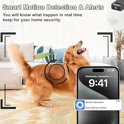 Vista 6 de Cámara inalámbrica pequeña 4K Wifi Cámara de seguridad Mini cámara para interiores y exteriores, cámara portátil inteligente para perros y mascotas