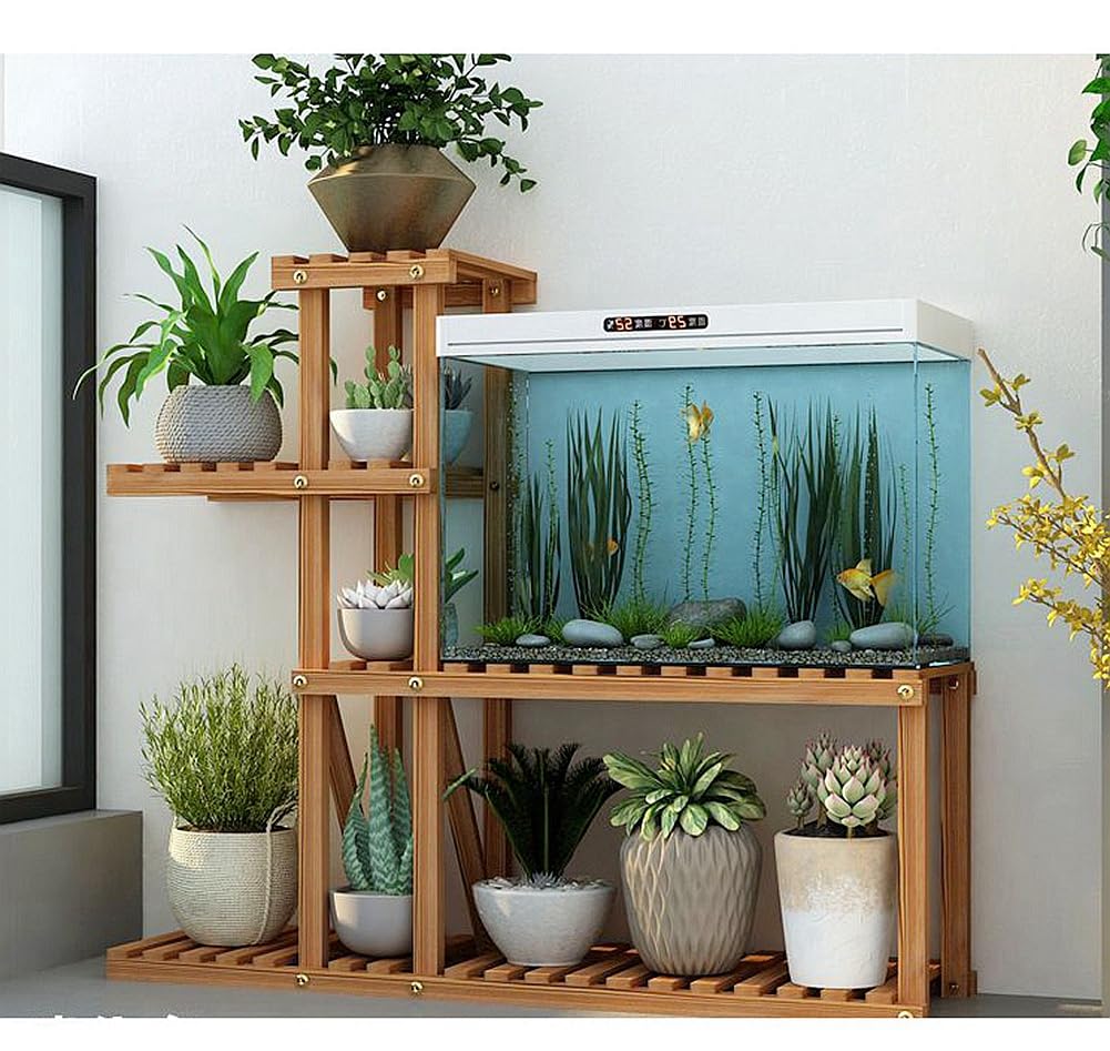 Amazon | 水槽棚底棚、多層実木ベランダリビング室内簡易植木棚