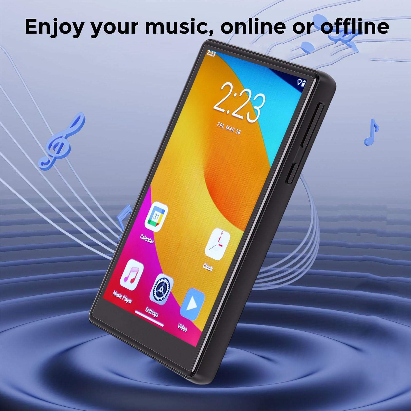 Tosuny Reproductor MP3 con y WiFi, Reproductor MP4 con Pantalla Táctil Completa HD de 5.0"con Altavoz, Reproductores de Música HiFi Portátiles con Radio FM, Libro Electrónico, (Black)