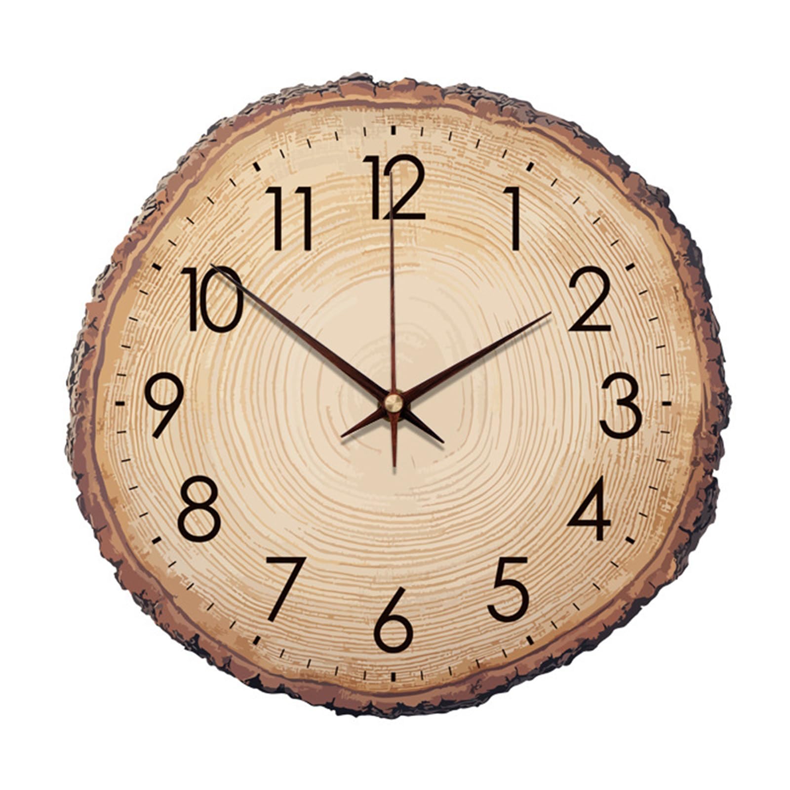 Sohodoo Farmhouses Wood Grains Annual Rings Wall Clock,Annual Ring Tree Stump Design,Quiet Quartzs Not Ticking Battery Operated for Living Room Decors Wall Clock
