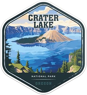 Crater Lake National Park Sticker - Waterproof Vinyl Decal for Car Bumper, Laptop, Water Bottle, Wall, and Window, Size - 3'' Longer Side