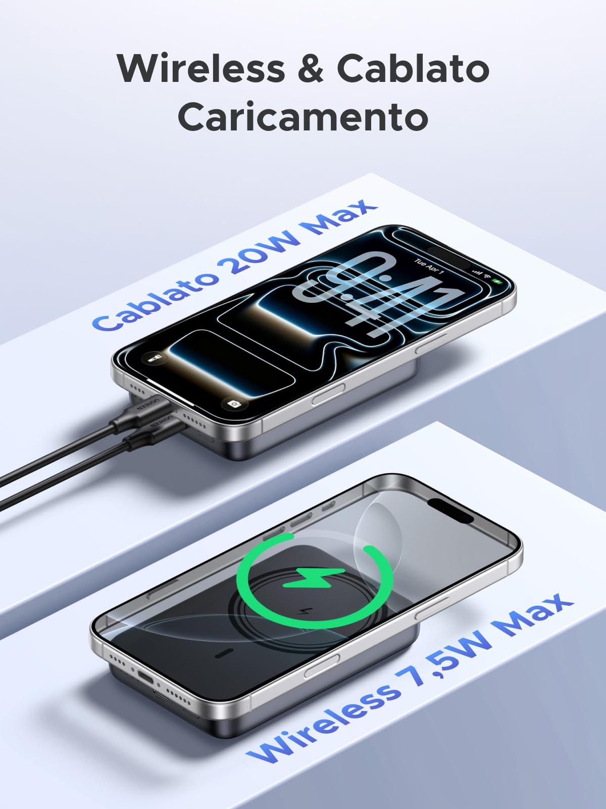 UGREEN Nexode Power Bank Magnetico 10000mAh, Caricatore Portatile Wireless con 20W USB C Ricarica Rapida PD QC 3.0, Compatibile con iPhone 17 Pro Max Air 16 15 14 13 12 Mini Plus Pro Max (Nero)