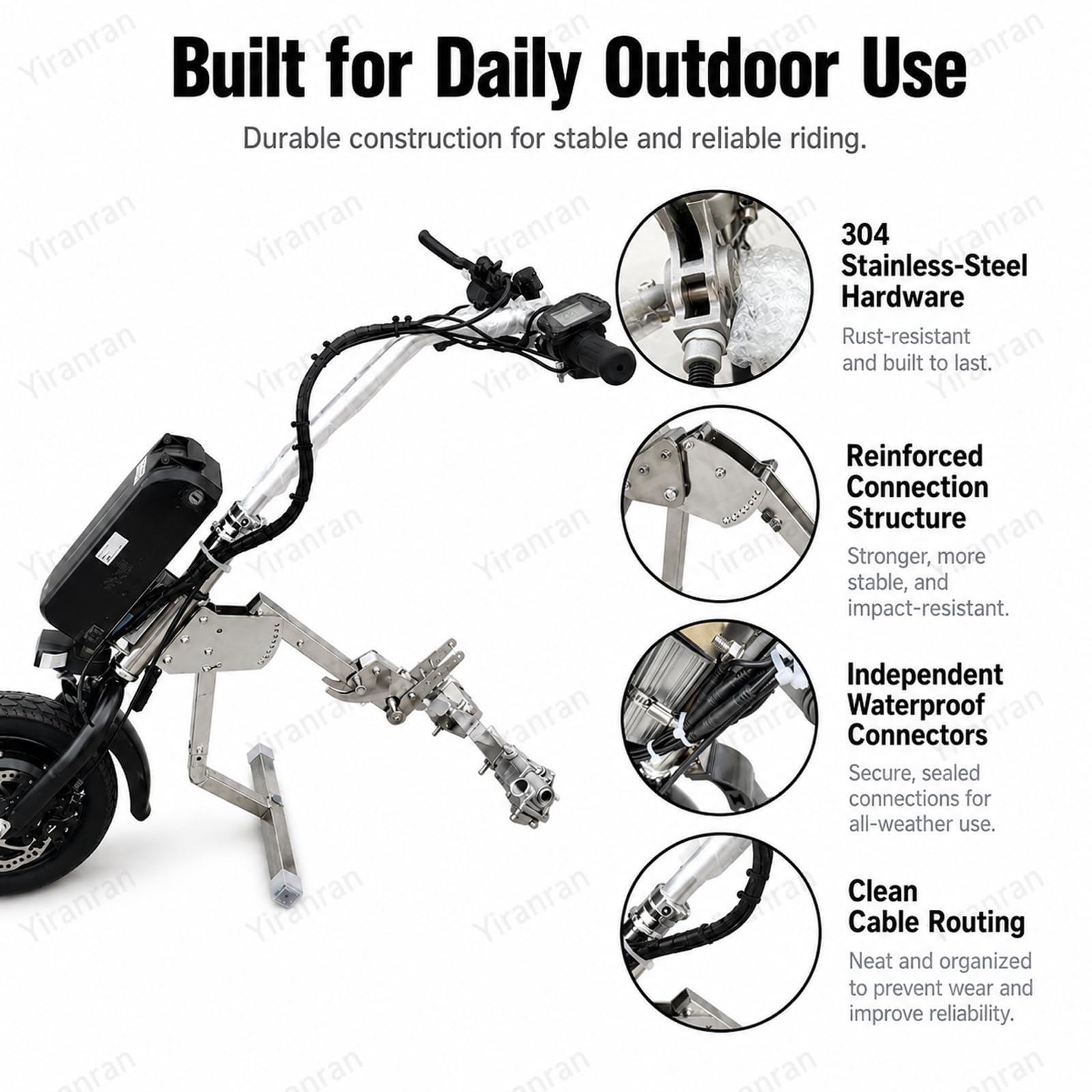 Kit Di Conversione Per Sedia A Rotelle Elettrica Da 500 W, Dispositivo Di Trazione Per Sedia A Rotelle, 3 Velocità, Retromarcia, Freno A Disco E Display Lcd, Batteria Al Litio Da 48 V 13 Ah Con