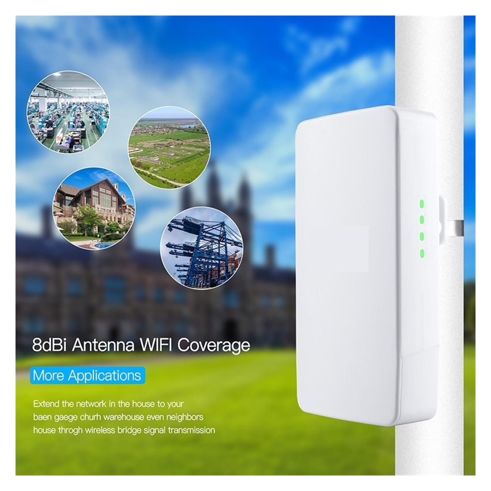 300 Mb/s Zewnętrzny Router Wi-Fi, Wzmacniacz Sygnału 2.4G, Most Bezprzewodowy, Zwiększa Zasięg, Punkt-punkt, 1 Km Easy Szeroka Kompatybilność(1 pc)