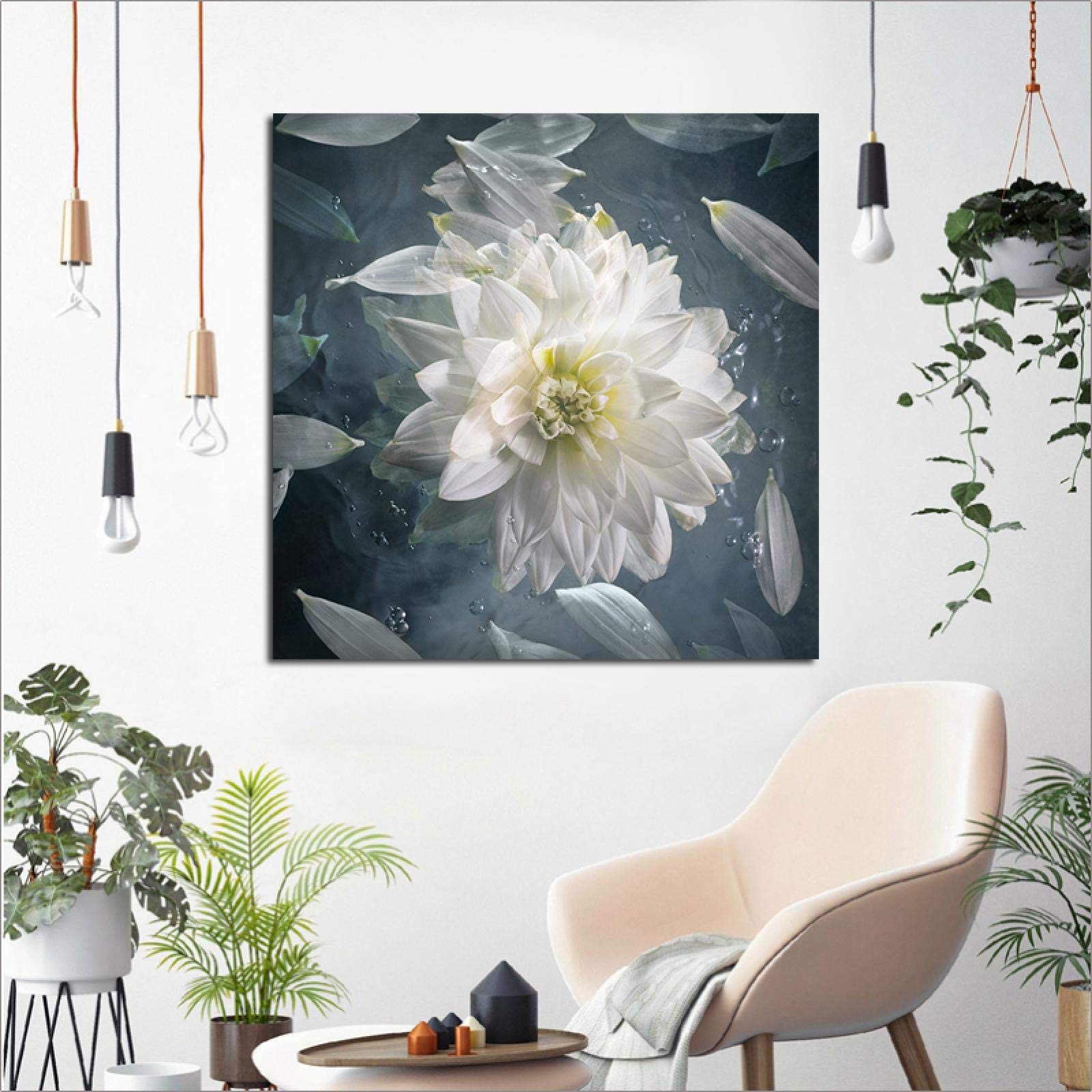 Pintura de flores para salón lienzo decorativo de arte botánico para pared de dormitorio