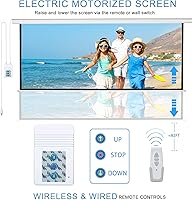 Vista 5 de Kayle 120" Motorized Projector Screen Electric Diagonal Automatic Projection 16:9 HD Movies Screen for Home Theater Presentation Education Outdoor