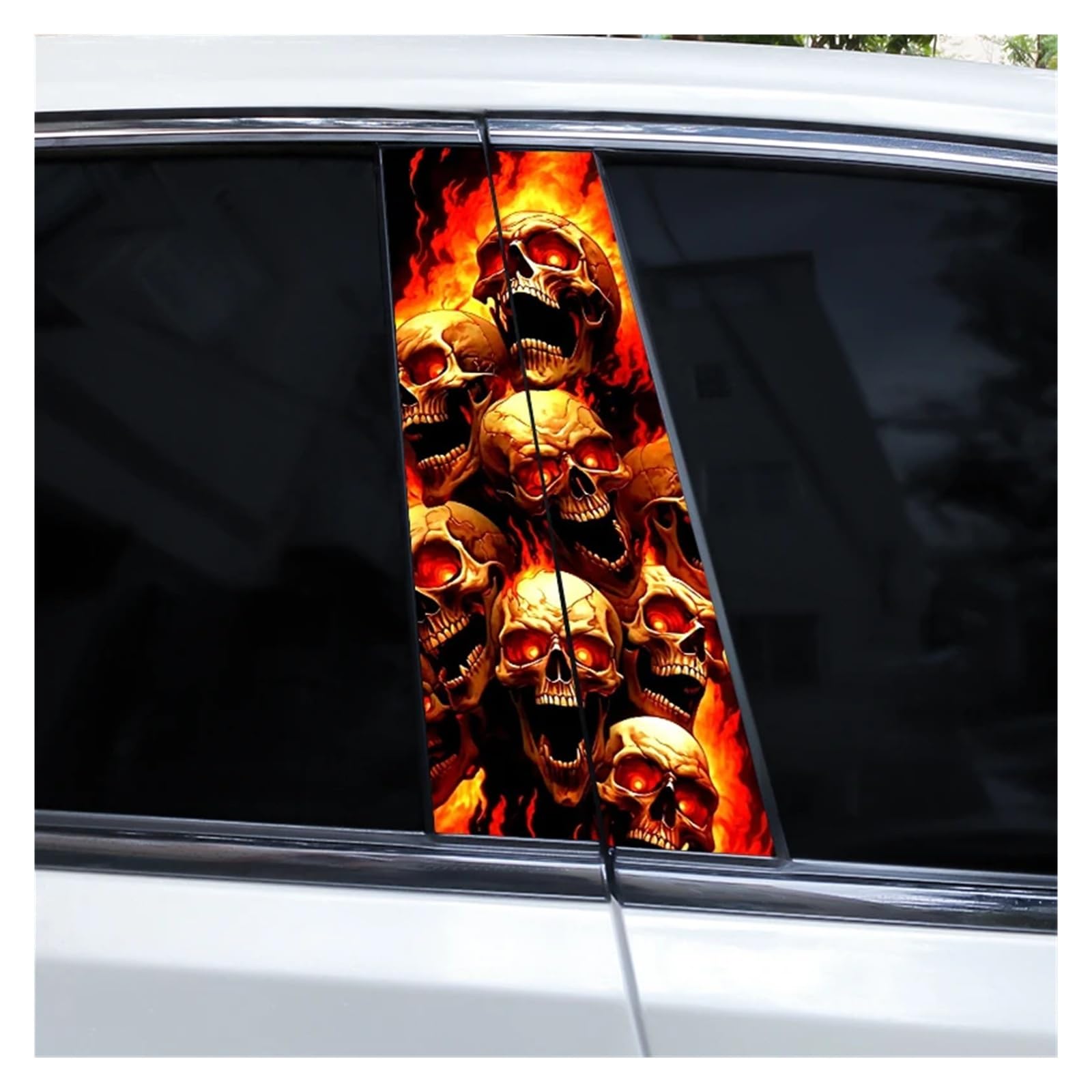 Car Side Decals 2pcs Gothic Couple Skull Grim Reaper Car Doorpost Sticker DIY B-Pillar Waterproof Vinyl Center Column Decal(Style F)