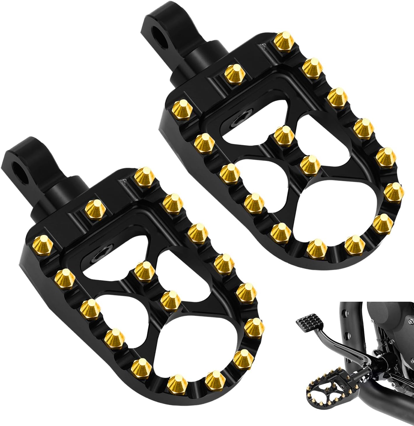 CNC Wide Foot Pegs, MX Foot Pegs Black 360° Adjustable Chopper Bobber Style Fit For Harley Davidson Sportster Iron 883 Fatboy Dyna