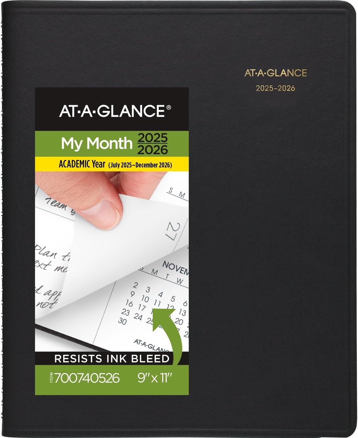 AT-A-GLANCE Planner 2026-2027 Monthly Academic 18-Month July-December Calendar Notebook, 7" x 8-3/4", Black (7012705)