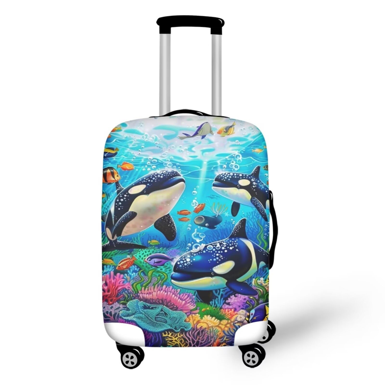 Dremagia Killer Whale Luggage Cover Elastic Universal Luggage Covers for Suitcase Fit 26-29 Inch Zip Closure Suitcase Cover Protector for Travel