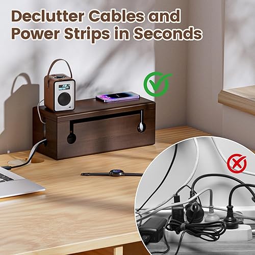 Miniatura 7 de Caja grande de organización de cables, elegante organizador de cables, corrector de cables y caja de gestión de cables, caja de gestión de cables de