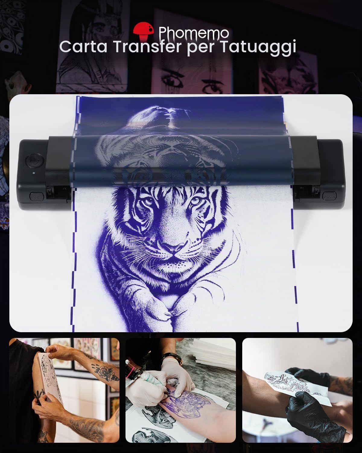Phomemo Premium Tattoo Transfer Papier, M08F Tattoo Transfer Papier für Tattooing, Compatibile con M08F TP81 M08F Plus, 100 Fogli