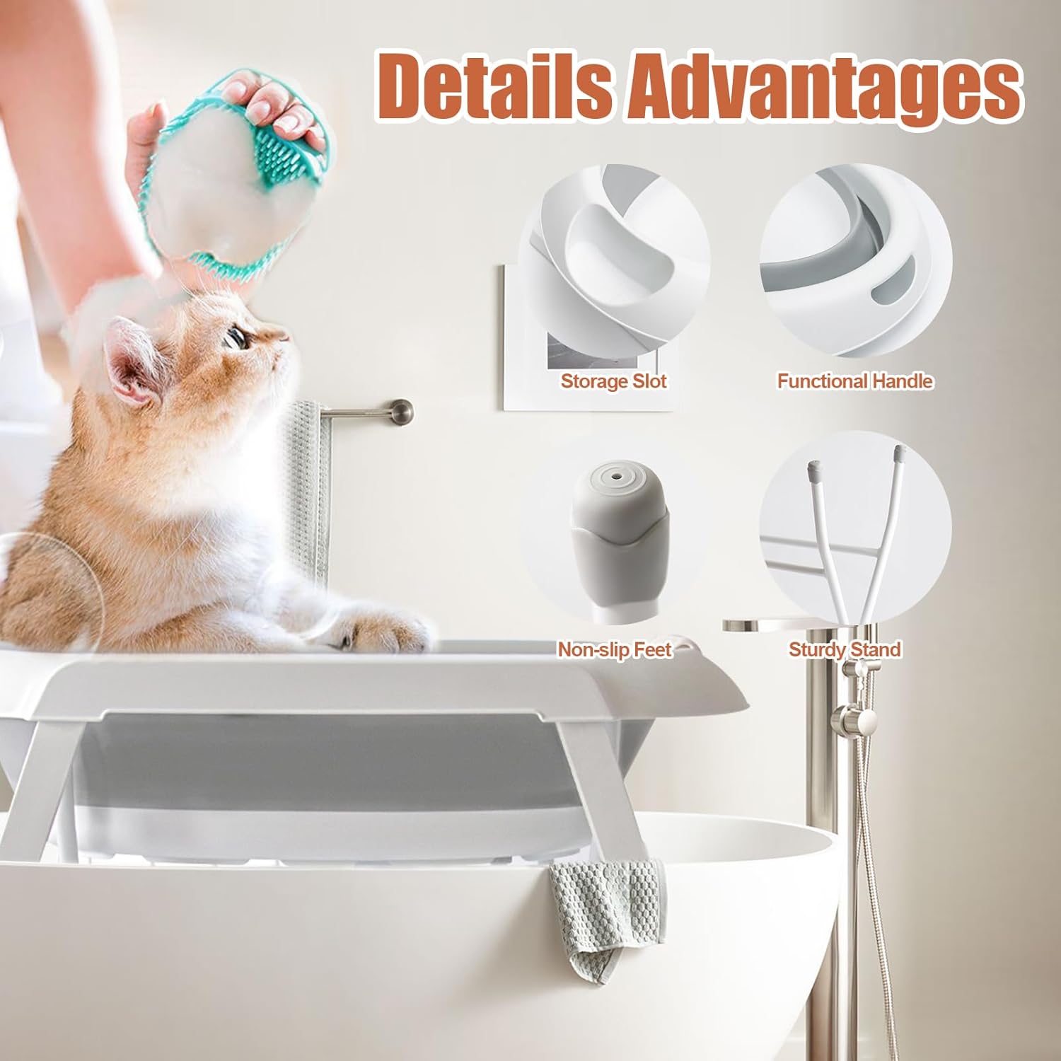 2 in 1 Dog Bath Tub, Dog Washing Station, Portable Dogs Bathtub, Elevated Foldable Dogs Shower Tub for Small Cats Pet Grooming, Indoor and Outdoor