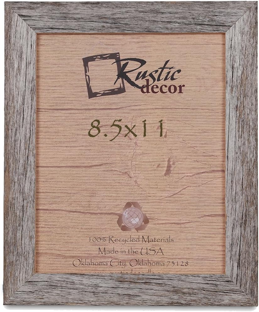 8.5x11-1.25" Wide Standard Reclaimed Rustic Barnwood Photo Frame