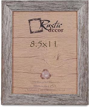 8.5x11-1.25" Wide Standard Reclaimed Rustic Barnwood Photo Frame