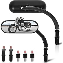 Motorcycle Mirrors for Handlebars, Oval Shape Mini Sportster Rear View Mirrors M10 for Harley Sportster XL 883 1200 Road King V-Rod Street Glide Electra Glide Dyna Softail 1990-2025 Accessories