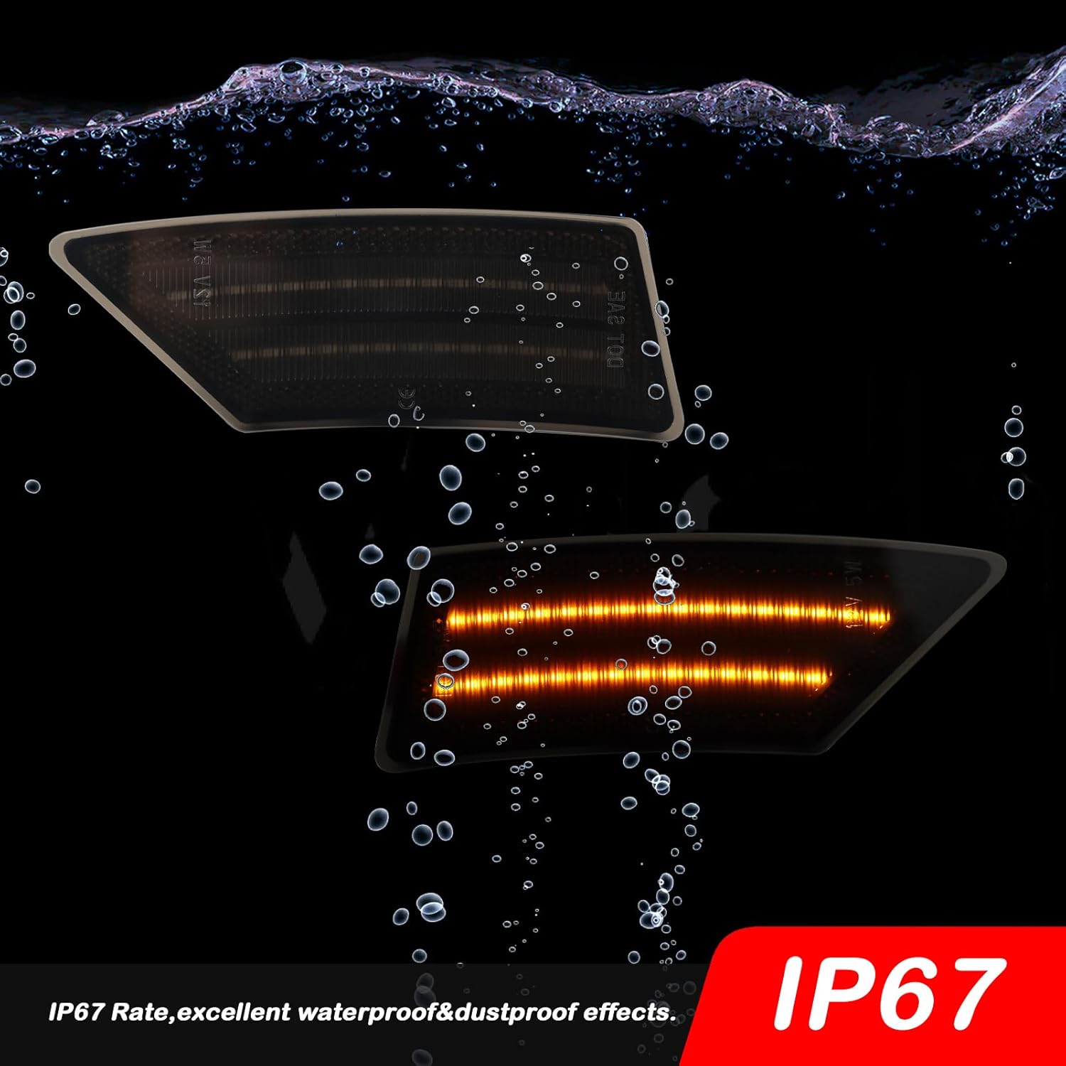Smoked Lens Amber Front Fender Side Marker Lights Compatible with 2019-2023 Ford Ranger XL XLT Lariat Front Side Indicator Lamps 2PCS (Yellow LED)