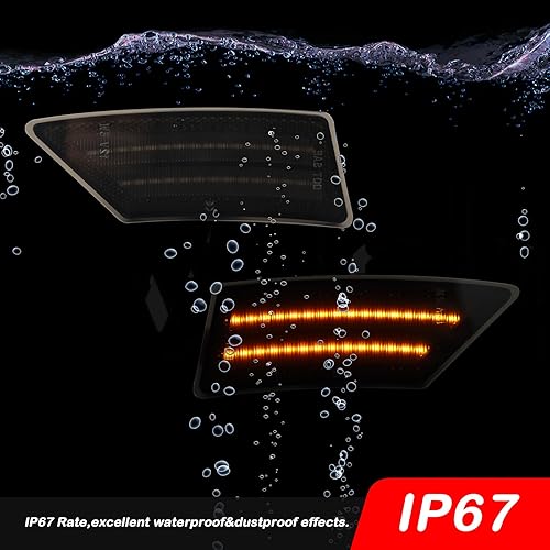 Miniatura 6 de Luces indicadoras laterales para guardabarros delanteros color ámbar con lente ahumada, compatibles con Ford Ranger XL XLT Lariat 2019-2023, 2