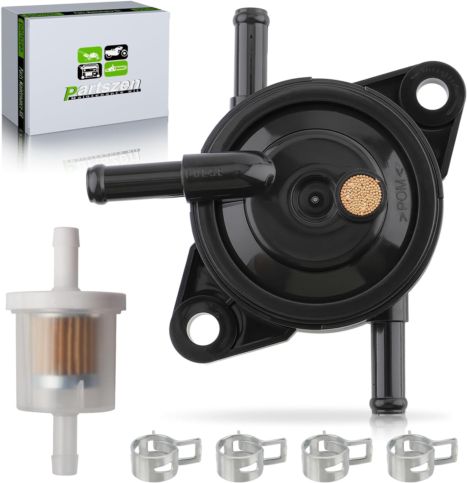 Fuel Pump Fits for Kawasaki 49040-0770 49040-7008 Fits for Kawasaki Series Engines Model FR, FS, FX with Fuel Filter Clamps