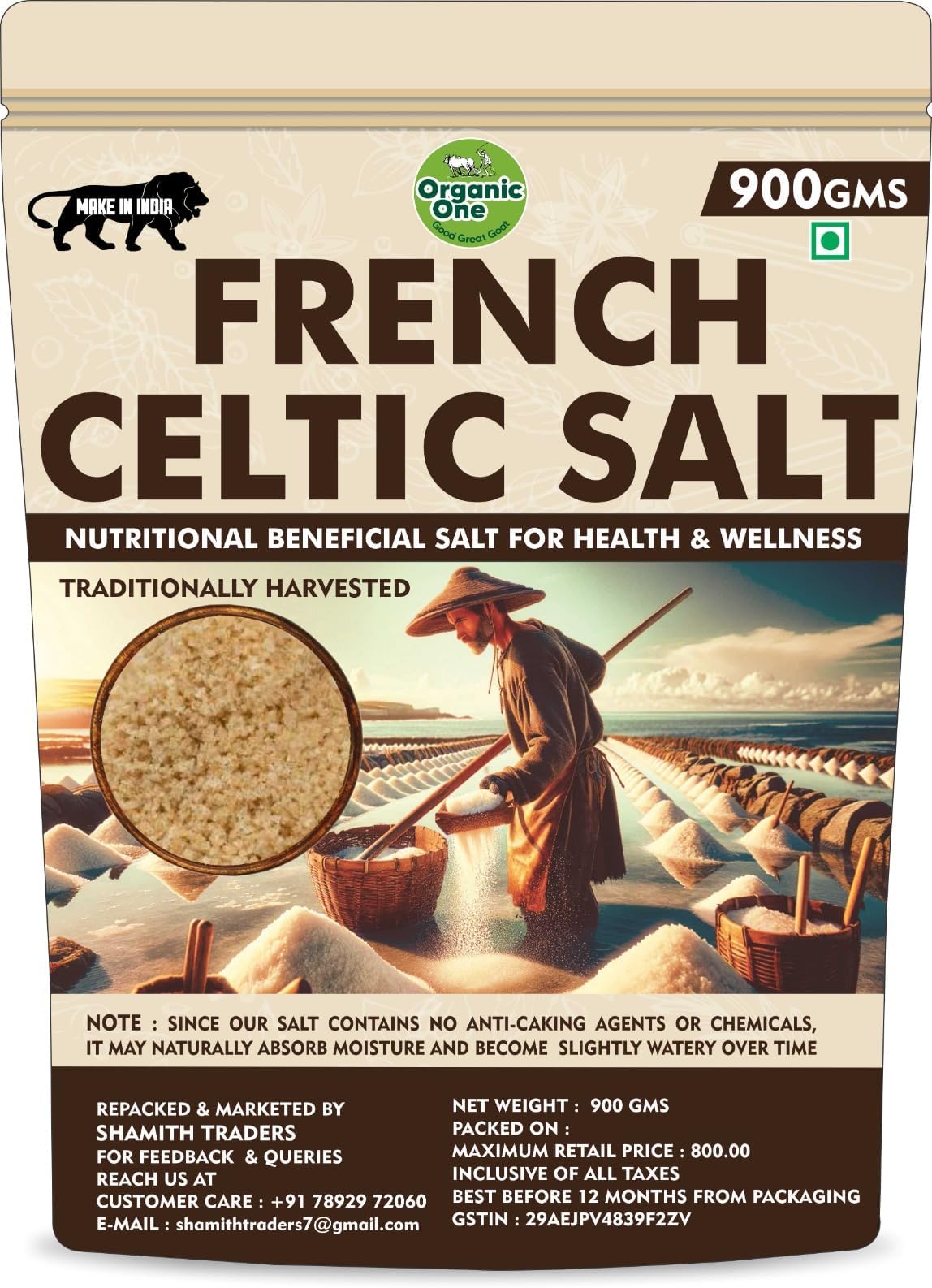 Premium French Celtic Sea Salt – 900g | Sel Gris Unrefined, Hand-Harvested Grey Salt | Mineral-Rich, Natural & Moist Texture | Chefs’ Choice | for Cooking, Grilling, Finishing & Table Use
