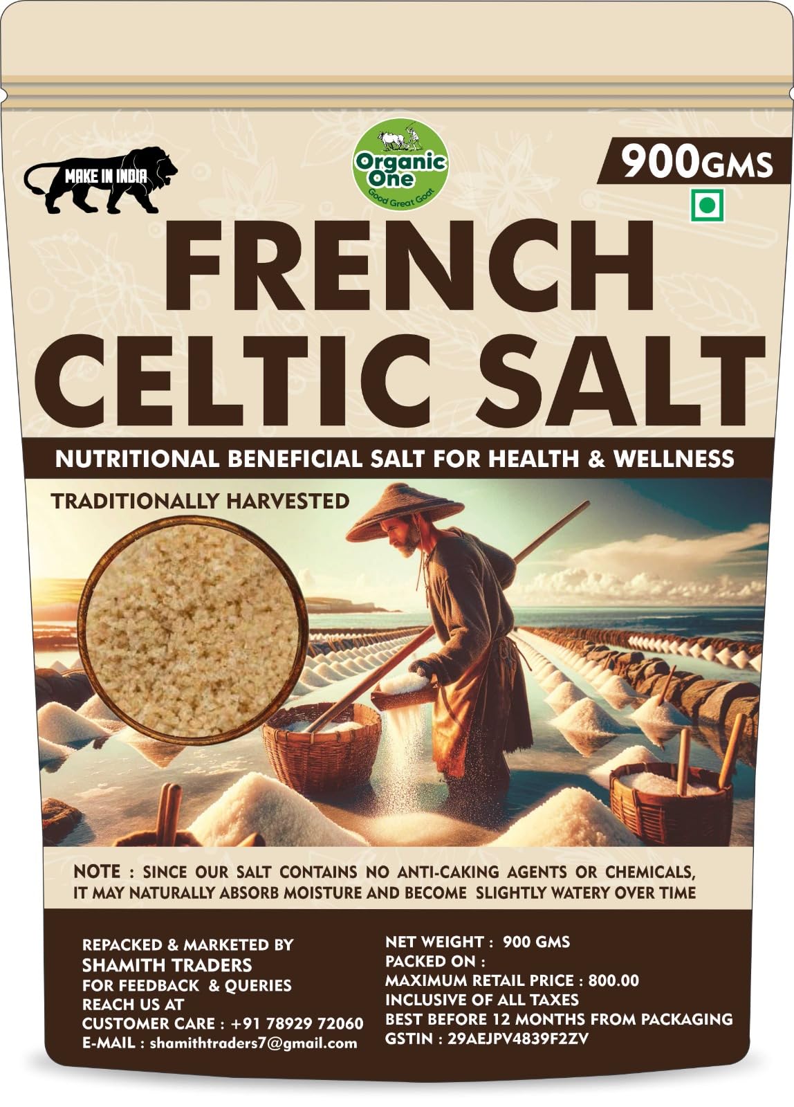 Premium French Celtic Sea Salt – 900g | Sel Gris Unrefined, Hand-Harvested Grey Salt | Mineral-Rich, Natural & Moist Texture | Chefs’ Choice | for Cooking, Grilling, Finishing & Table Use