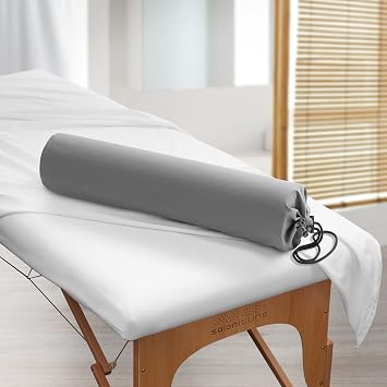 Saloniture Microfiber Cylinder Pillow Case Cover for Massage Table Bolsters - 30 x 6 Inch with Drawstring Closure, Gray